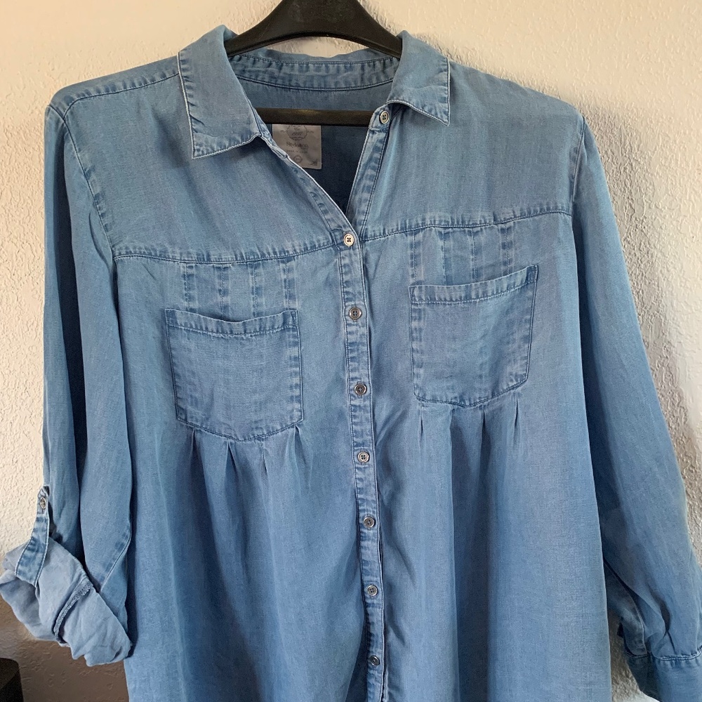 🔵Style & Co.  plus size comfy long sleeve denim shirt